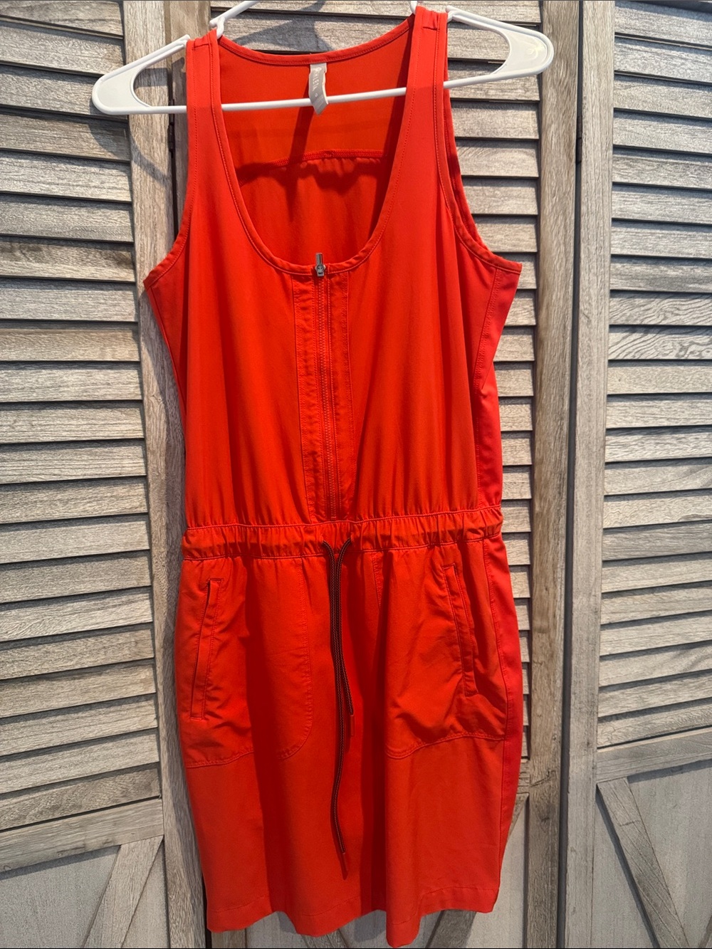 Athleta Bright Orange Sleeveless Drawstring Waist Dress size 0